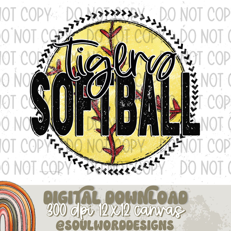 Tigers Softball Circle Mascot - DIGITAL DOWNLOAD