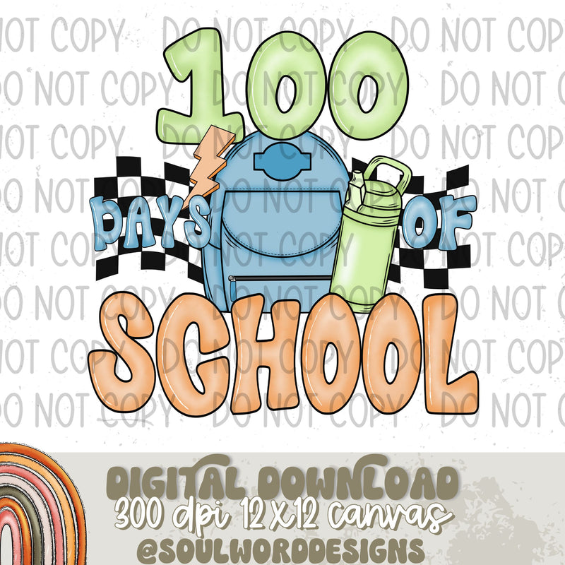 100 Days Of School Backpack Blue - DIGITAL DOWNLOAD