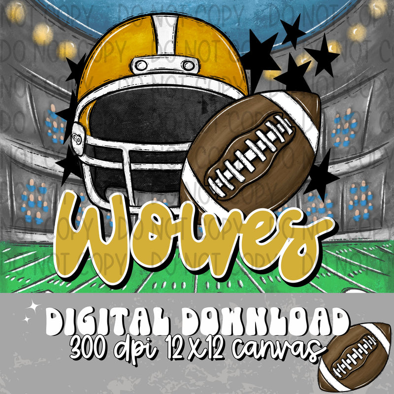 Wolves Football Helmet Gold  - DIGITAL DOWNLOAD