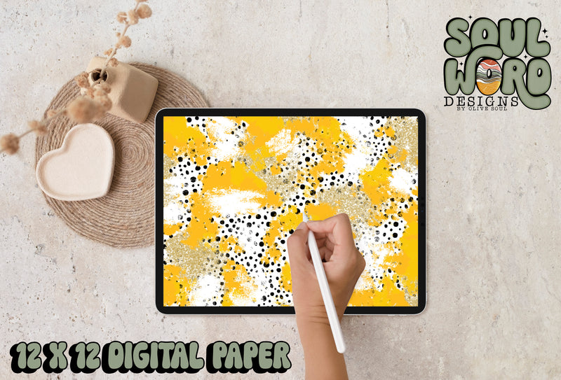 Athletic Gold Gold Dalmatian Mashup-12x12 Digital Paper Design - DIGITAL DOWNLOAD