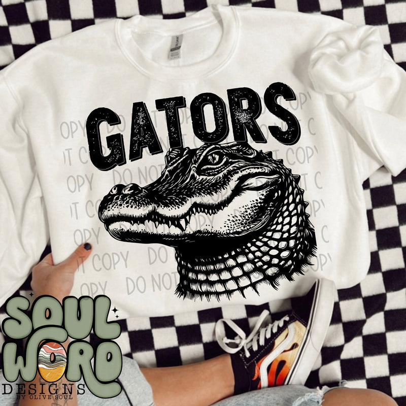 Gators Mascot Black & White - DIGITAL DOWNLOAD