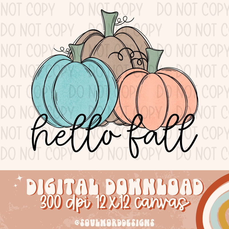 Hello Fall Pumpkins - DIGITAL DOWNLOAD