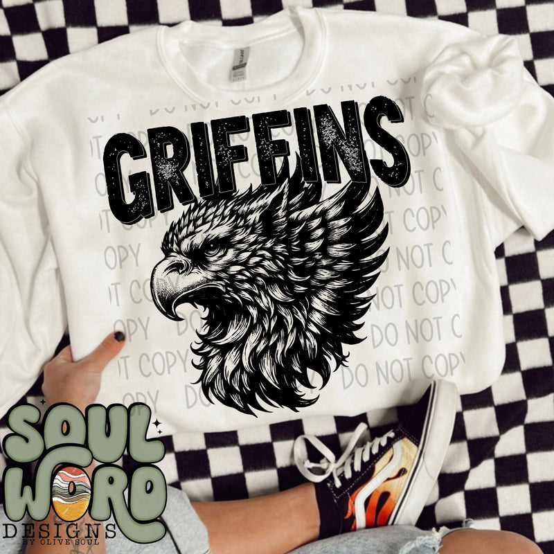 Griffins Mascot Black & White - DIGITAL DOWNLOAD