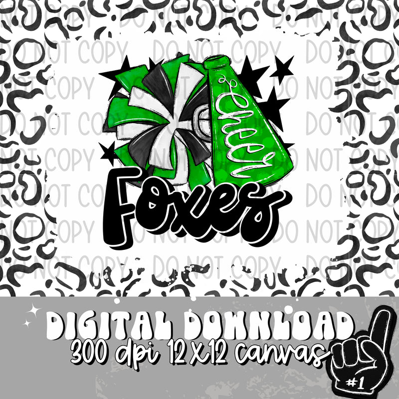 Foxes Bright Green Cheer - DIGITAL DOWNLOAD