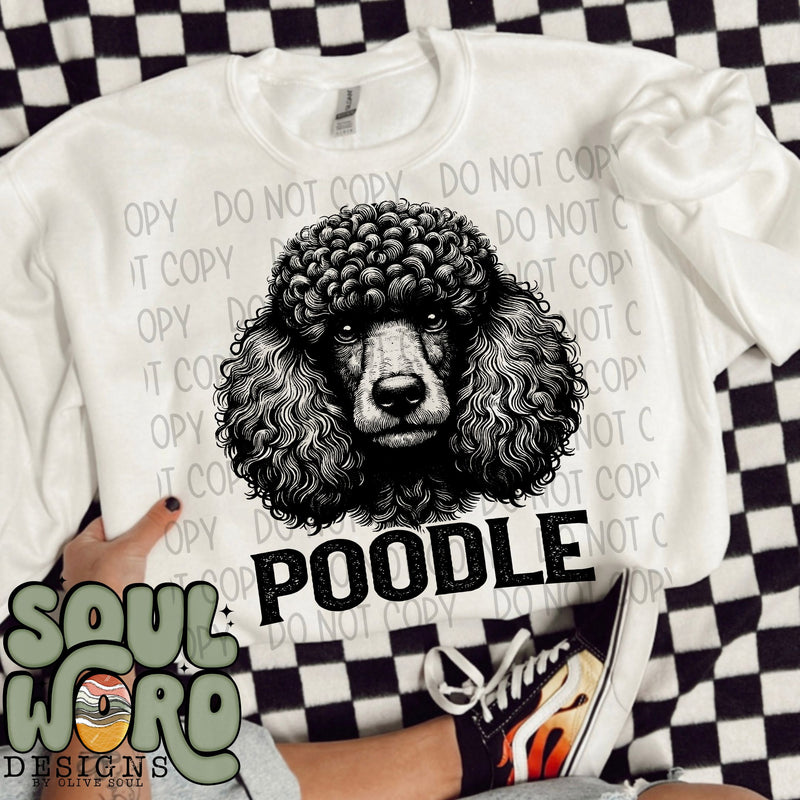 Poodle Dog Portrait Single Color - DIGITAL DOWNLOAD