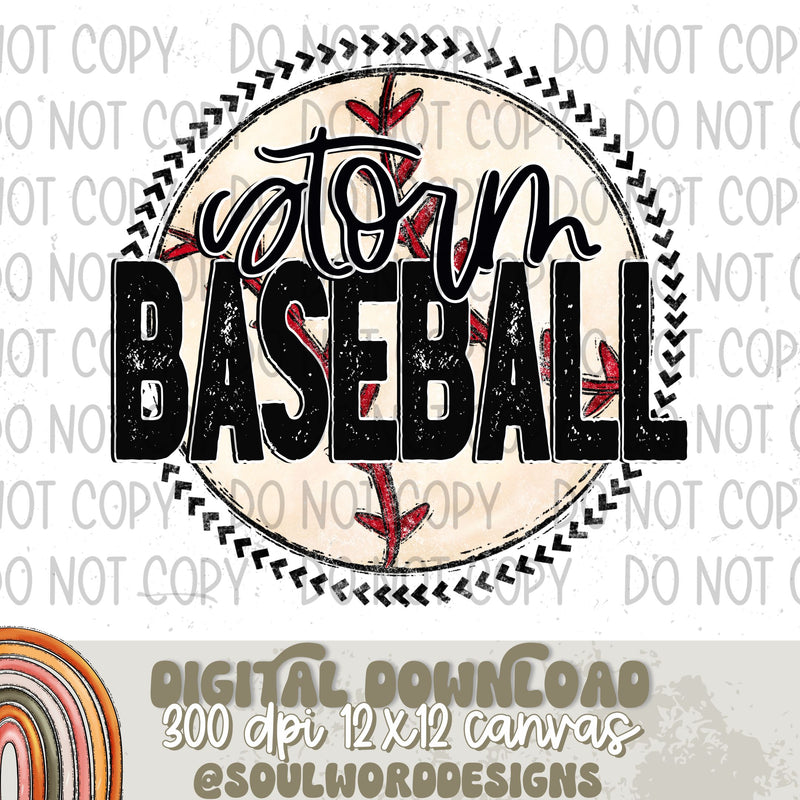 Storm Baseball Circle Mascot - DIGITAL DOWNLOAD