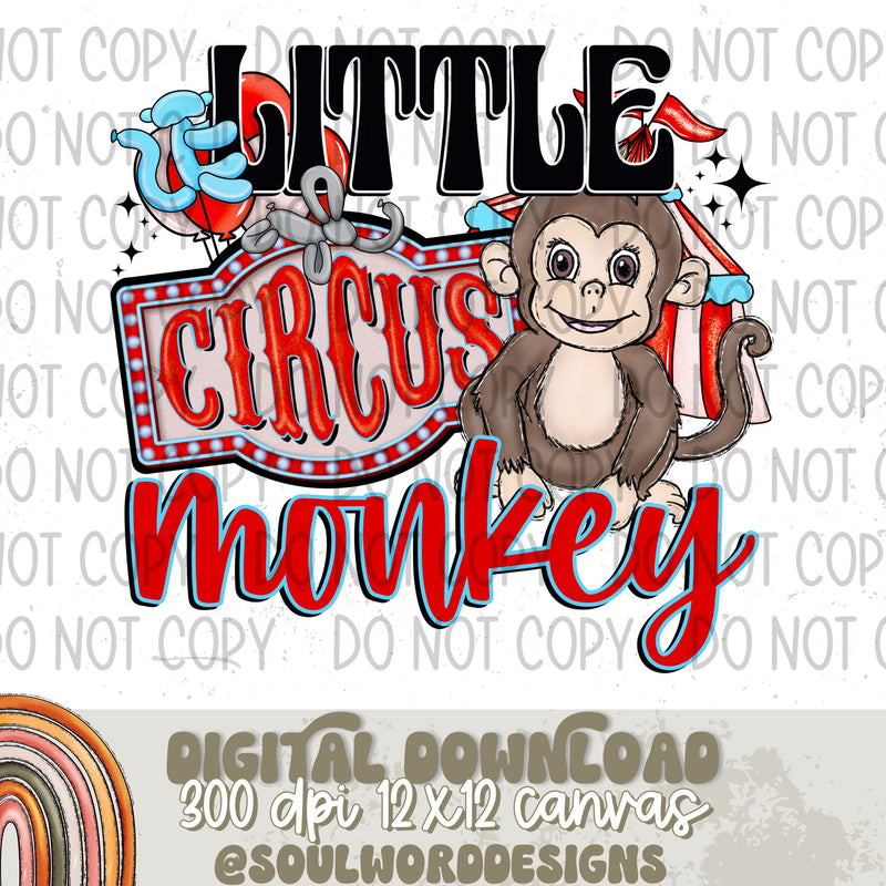 Little Monkey Red Blue - DIGITAL DOWNLOAD