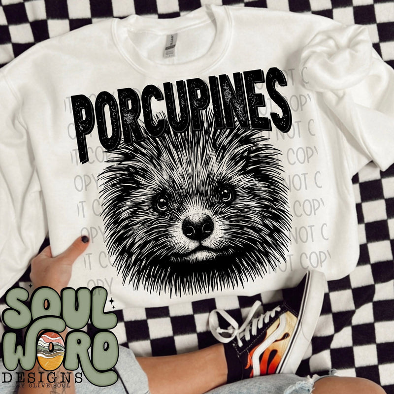 Porcupines Mascot Black & White - DIGITAL DOWNLOAD