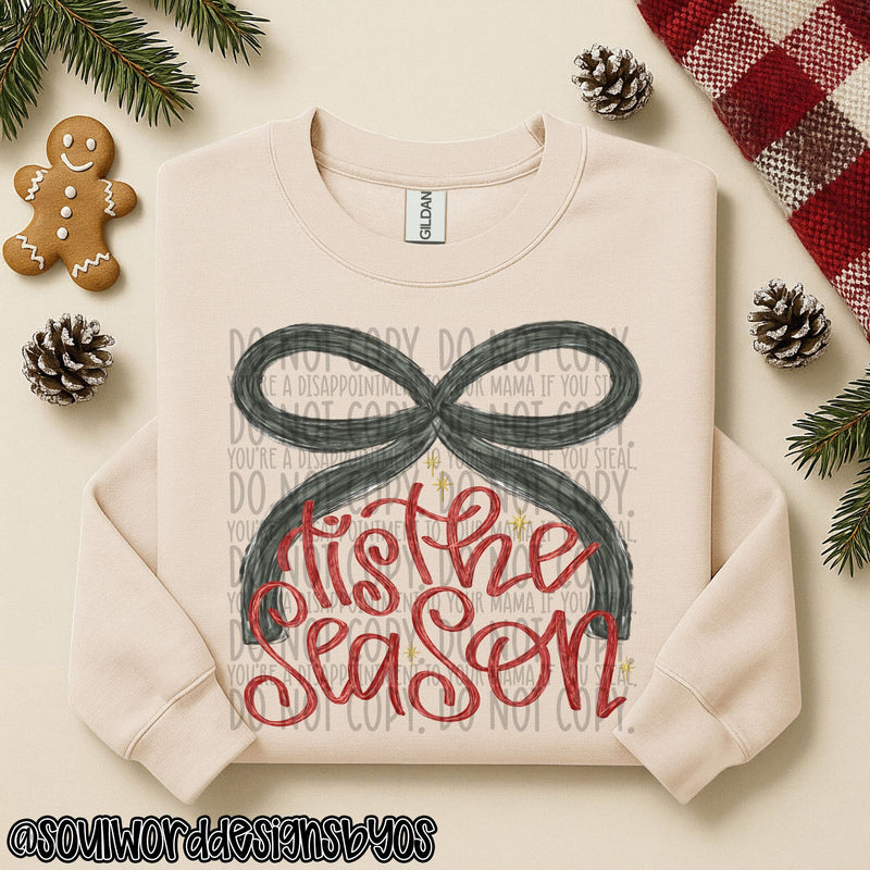 Tis The Season Messy Brush Bow - DIGITAL DOWNLOAD