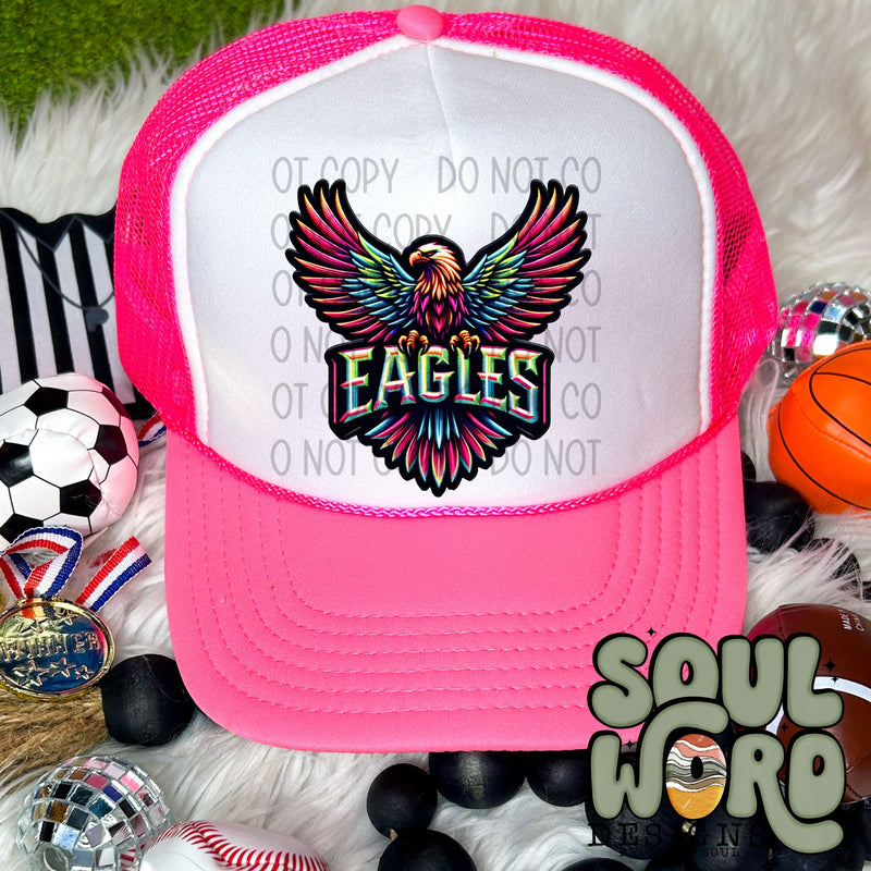 Neon Hat Patch Faux Embroidered Eagles Mascot - DIGITAL DOWNLOAD