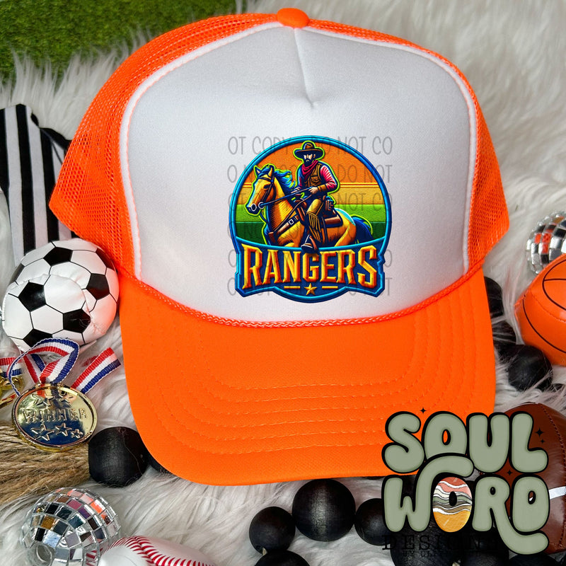 Neon Hat Patch Faux Embroidered Rangers Mascot - DIGITAL DOWNLOAD