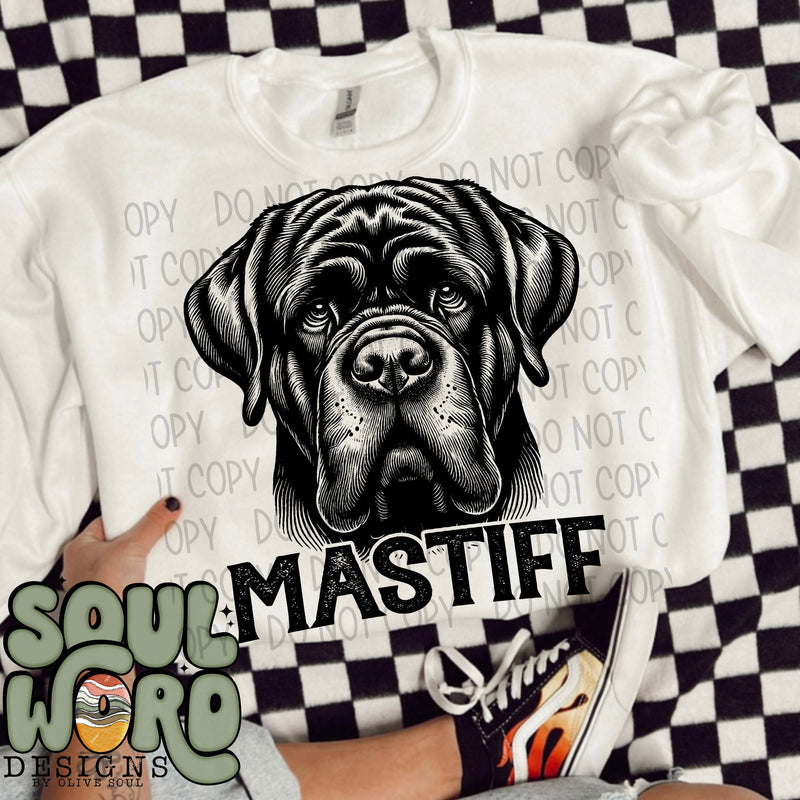 Mastiff Dog Portrait Single Color - DIGITAL DOWNLOAD