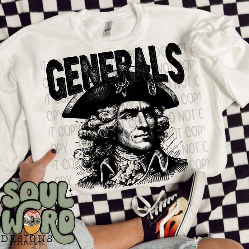 Generals Mascot Black & White - DIGITAL DOWNLOAD