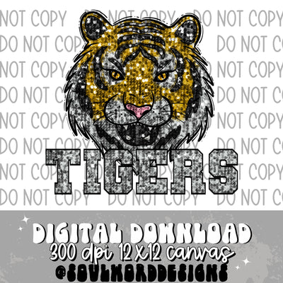 Golden Tiger Sequin Mascot - DIGITAL DOWNLOAD