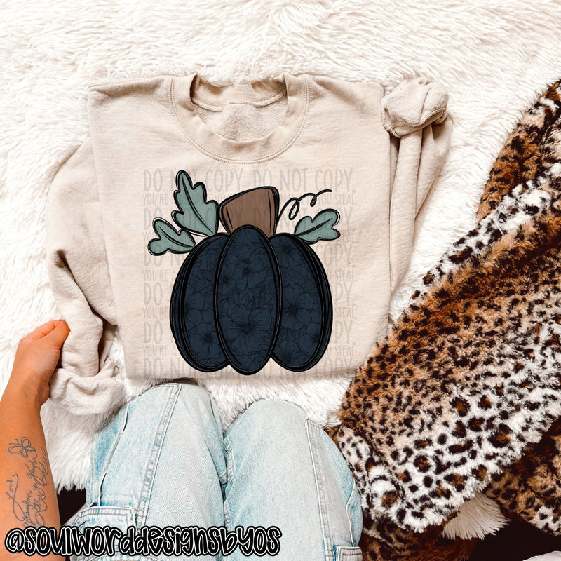 Navy Lace Pumpkin Doodle - DIGITAL DOWNLOAD