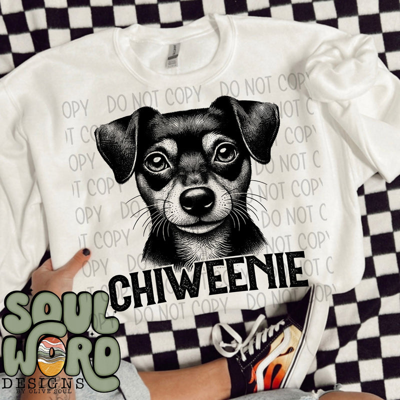 Chiweenie Dog Portrait Single Color - DIGITAL DOWNLOAD