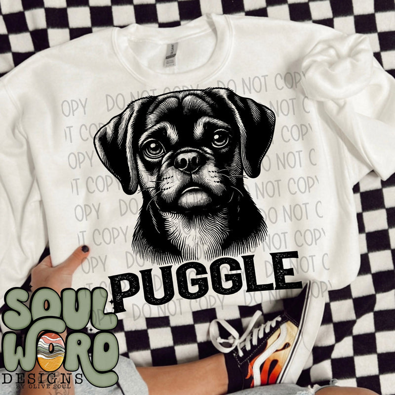 Puggle Dog Portrait Single Color - DIGITAL DOWNLOAD