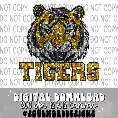 Golden Tiger Sequin Mascot - DIGITAL DOWNLOAD