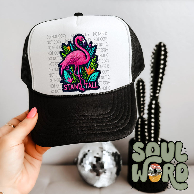 Stand Tall Flamingo Faux Embroidered Patch - DIGITAL DOWNLOAD
