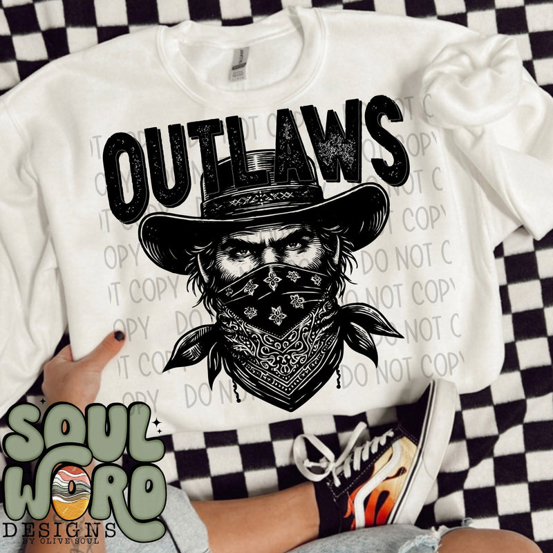 Outlaws Mascot Black & White - DIGITAL DOWNLOAD