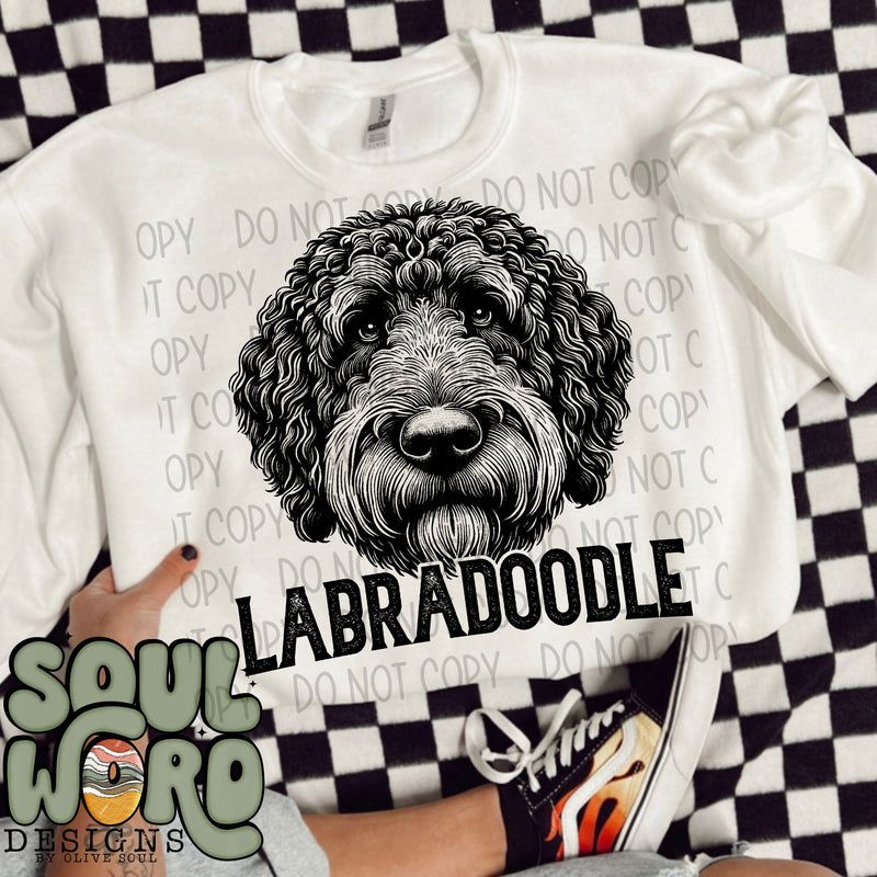 Labradoodle Dog Portrait Single Color - DIGITAL DOWNLOAD