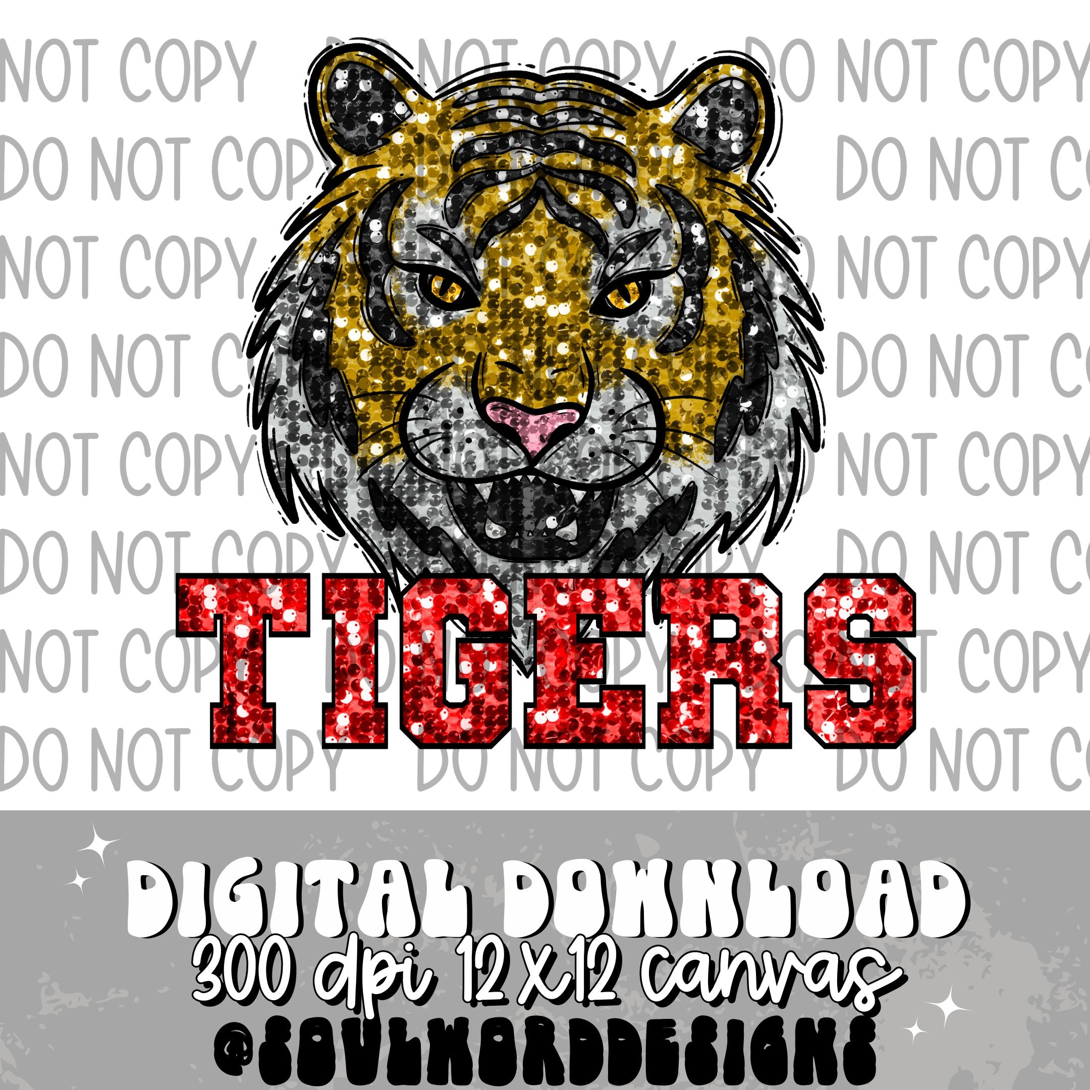 Golden Tiger Sequin Mascot - DIGITAL DOWNLOAD – Olive Soul