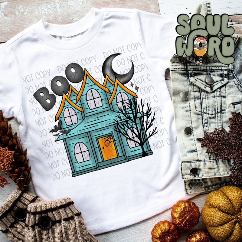 Boo Haunted House Teal - DIGITAL DOWNLOAD