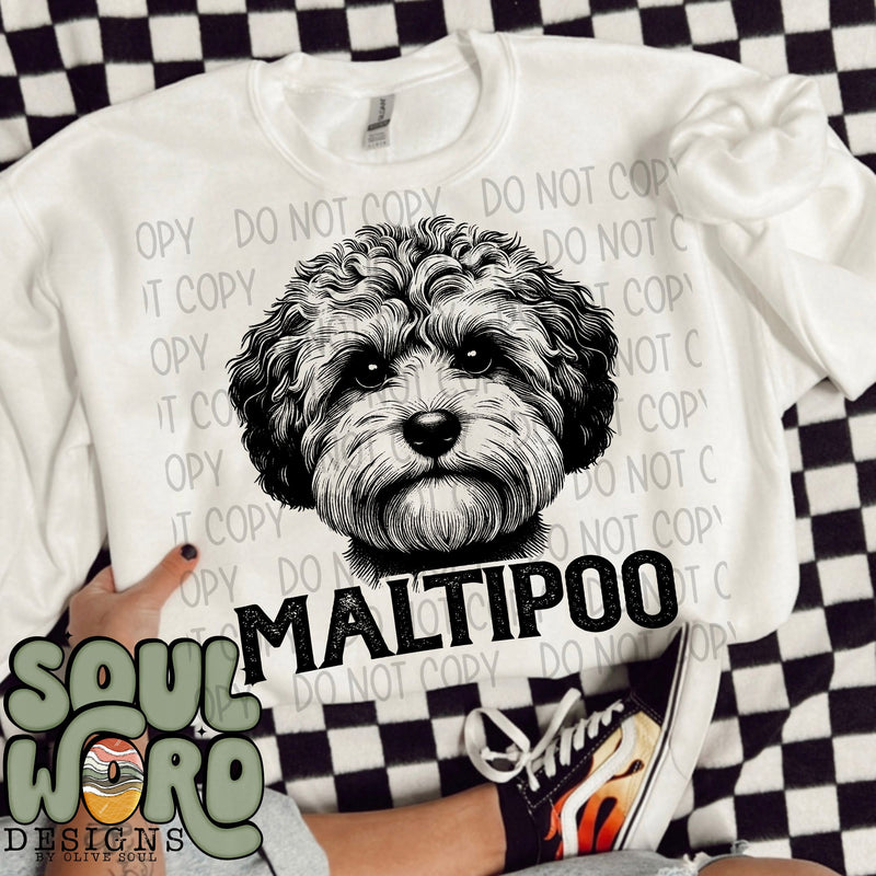 Maltipoo Dog Portrait Single Color - DIGITAL DOWNLOAD