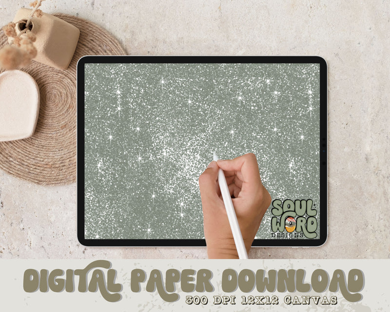 Military Green Glitter 12x12 Digital Paper Design - DIGITAL DOWNLOAD