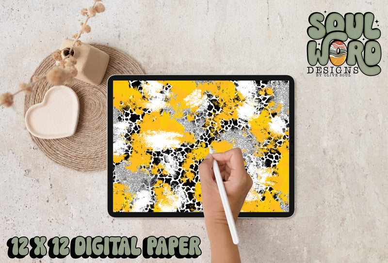 Athletic Gold Silver Spots Mashup-12x12 Digital Paper Design - DIGITAL DOWNLOAD