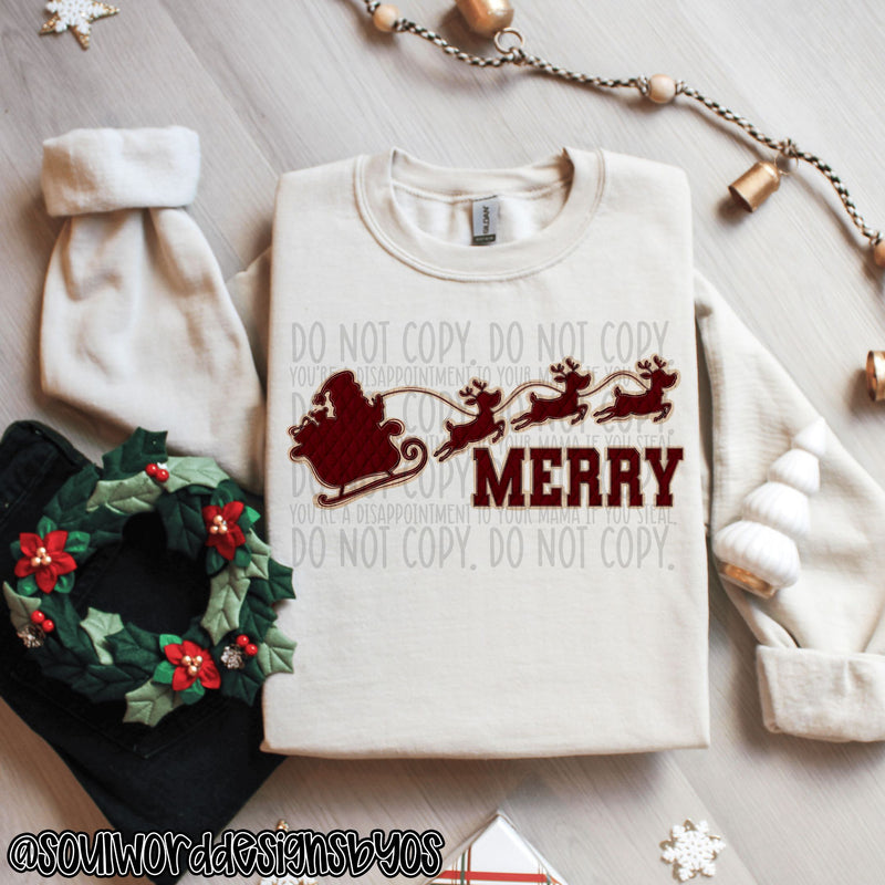 Merry Santa Faux Quilted - DIGITAL DOWNLOAD