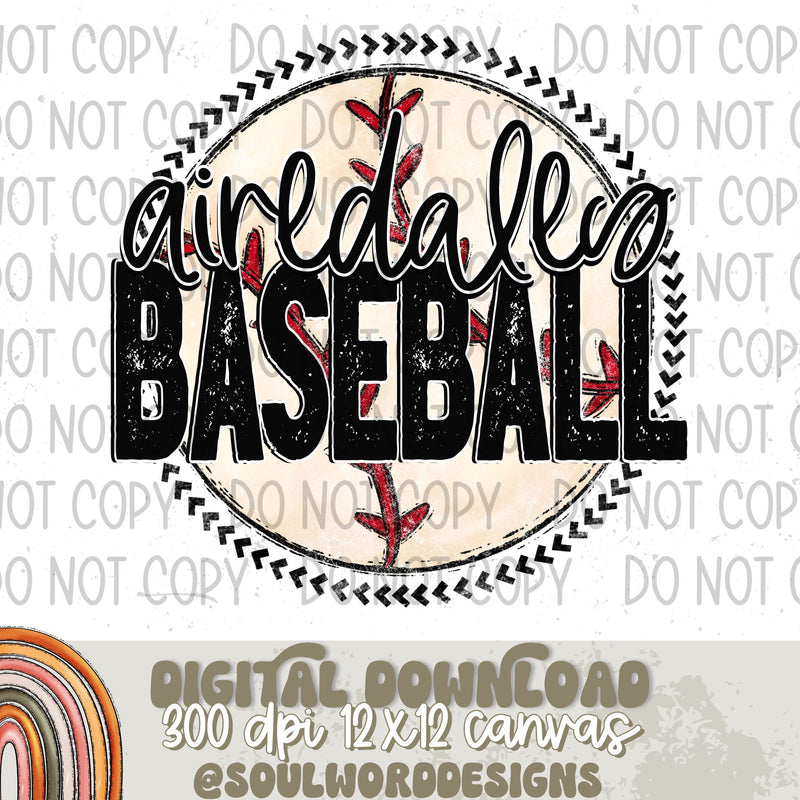 Airedales Baseball Circle Mascot - DIGITAL DOWNLOAD