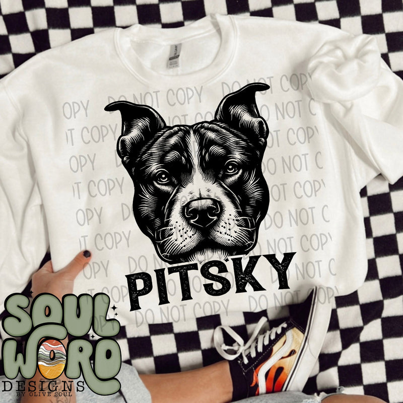 Pitsky Dog Portrait Single Color - DIGITAL DOWNLOAD
