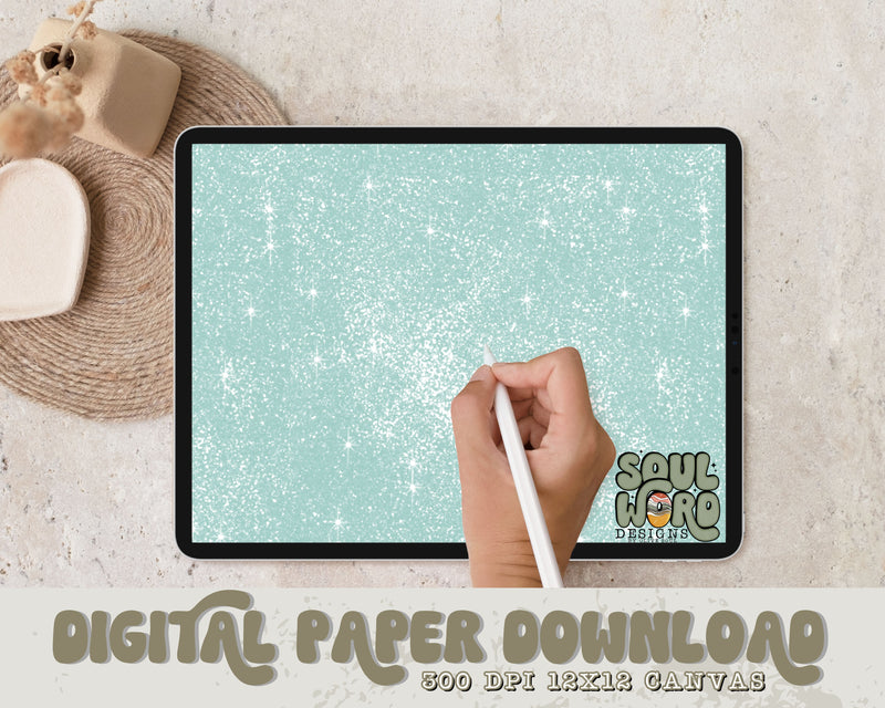 Seafoam Glitter 12x12 Digital Paper Design - DIGITAL DOWNLOAD