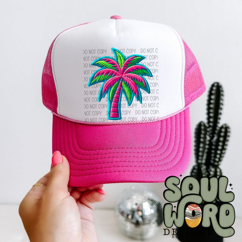 Neon Palm Faux Embroidered Patch - DIGITAL DOWNLOAD