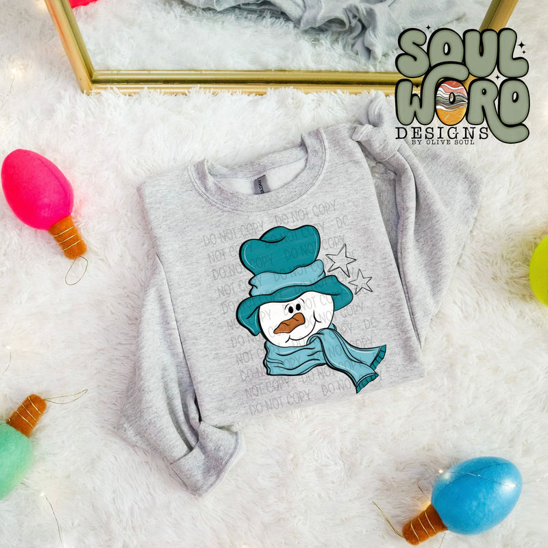 Whimsical Snowman Teal - DIGITAL DOWNLOAD