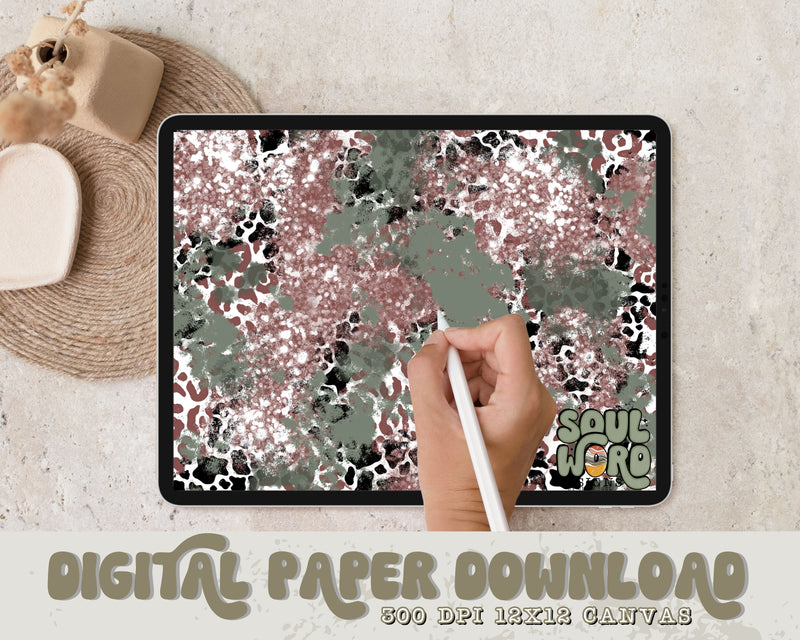 Western Military Green Mashup 12x12 Digital Paper Design - DIGITAL DOWNLOAD