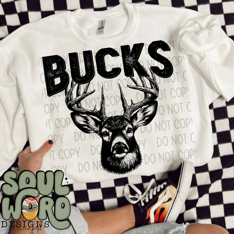 Bucks Mascot Black & White - DIGITAL DOWNLOAD