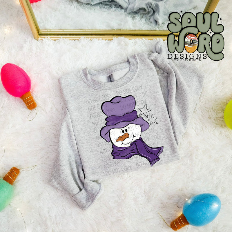 Whimsical Snowman Purple - DIGITAL DOWNLOAD