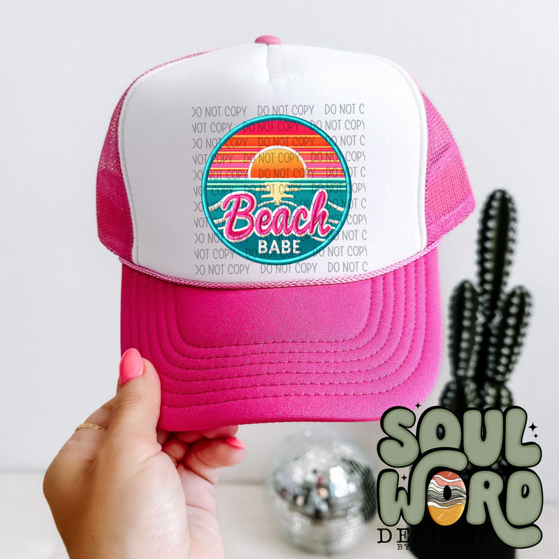 Beach Babe Neon Faux Embroidered Patch - DIGITAL DOWNLOAD