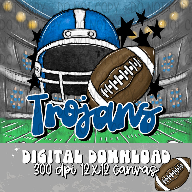 Trojans Football Helmet Blue - DIGITAL DOWNLOAD