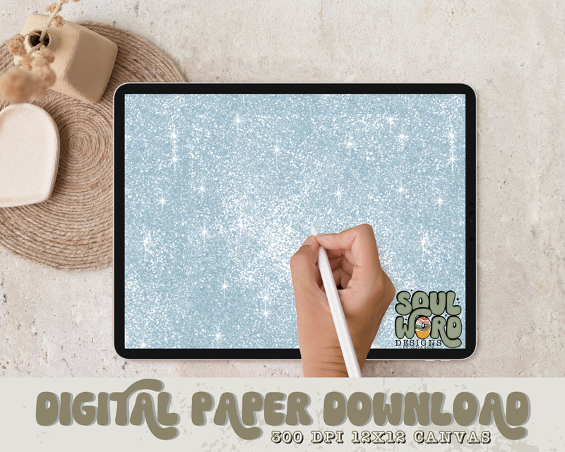 Sail Away Blue Glitter 12x12 Digital Paper Design - DIGITAL DOWNLOAD