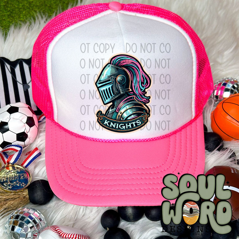 Neon Hat Patch Faux Embroidered Knights Mascot - DIGITAL DOWNLOAD