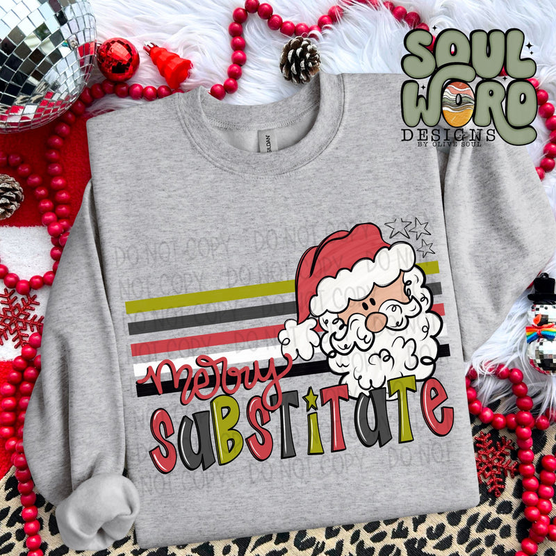 Merry Substitute Retro Stripe Santa - DIGITAL DOWNLOAD