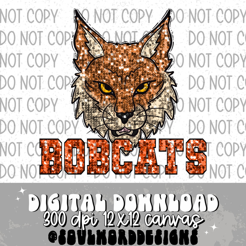 Bobcats Sequin Mascot - DIGITAL DOWNLOAD