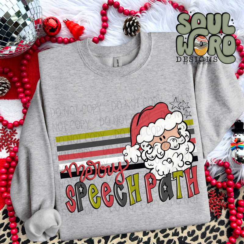 Merry Speech Path Retro Stripe Santa - DIGITAL DOWNLOAD