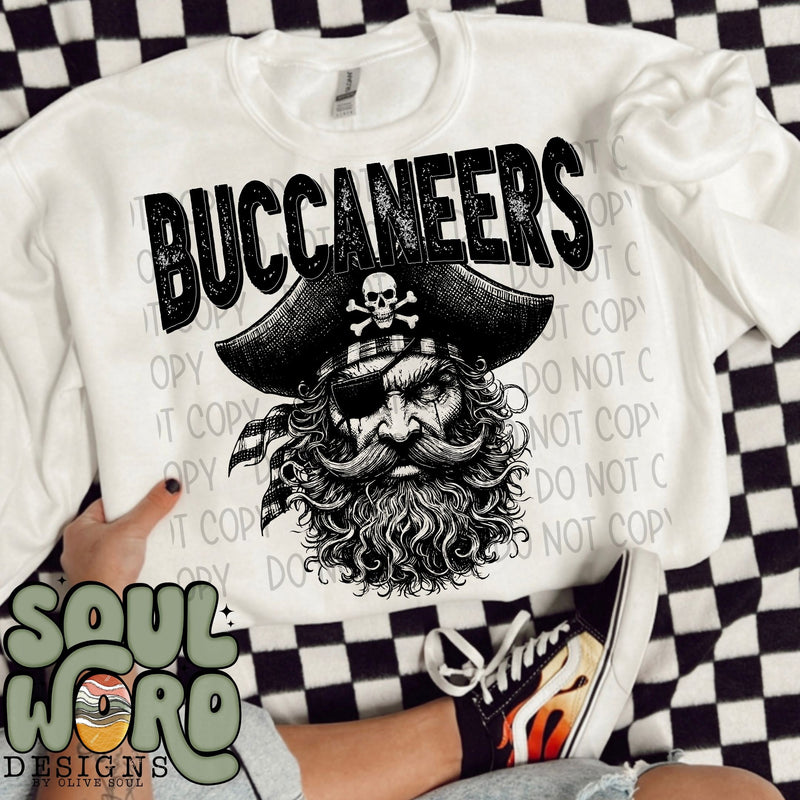 Buccaneers Mascot Black & White - DIGITAL DOWNLOAD