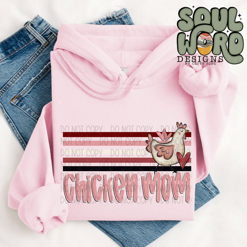 Chicken Mom Retro Stripe - DIGITAL DOWNLOAD