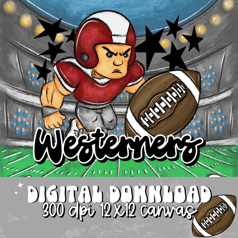 Westerners Football Player Red Black - DIGITAL DOWNLOAD