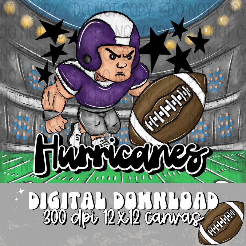 Hurricanes Football Player Purple Black - DIGITAL DOWNLOAD